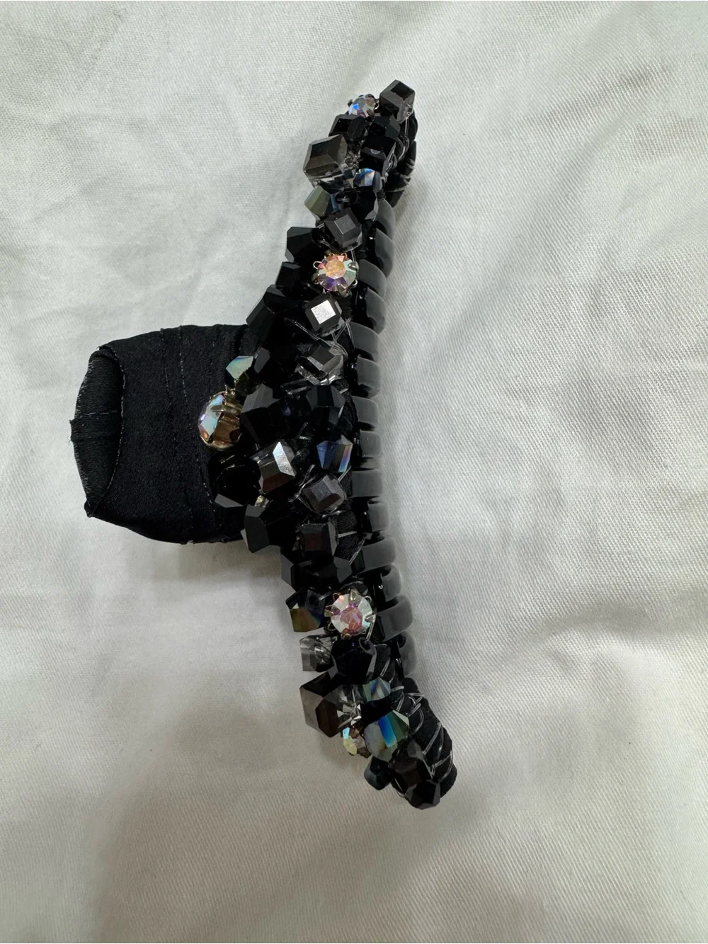 Crystal-Embellished Black Banana Clip Hair Barrette